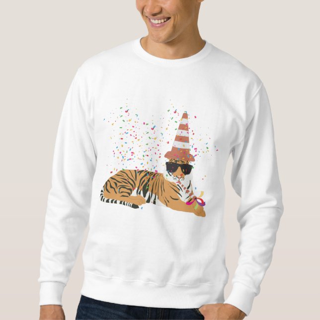 Tiger Partying - Animals Having a Party Sweatshirt (Front)
