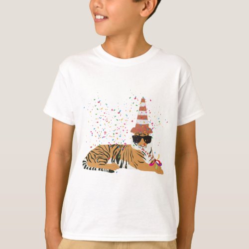 Tiger Partying _ Animals Having a Party T_Shirt