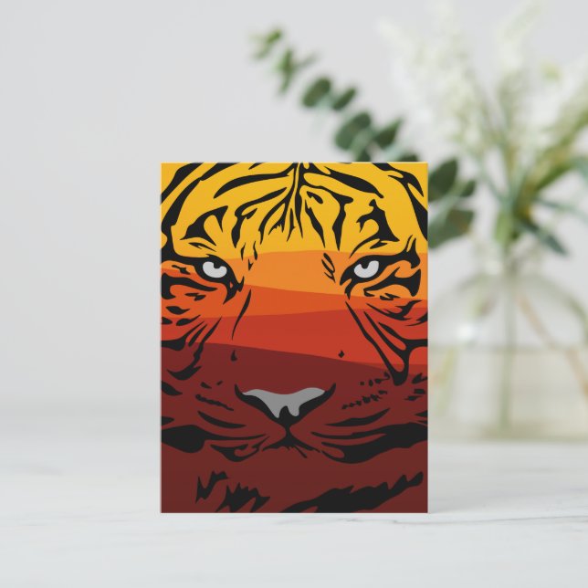 Tiger pattern animal design flat texture colorful  holiday postcard (Standing Front)