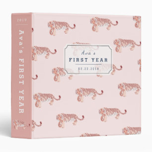 Tiger Pattern Baby Photo Book Pink Binder