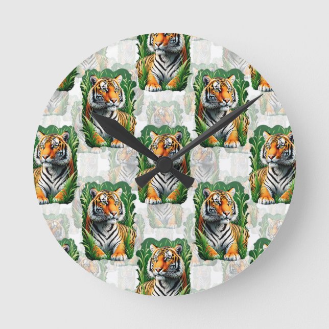 Tiger Pattern Design  Round Clock (Front)
