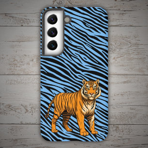 Tiger Pattern in Light Blue with Tiger Samsung Galaxy S22 Case