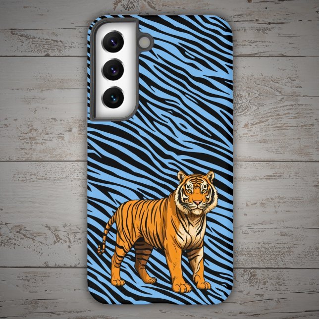 Tiger Pattern in Light Blue with Tiger Samsung Galaxy Case (Creator Uploaded)