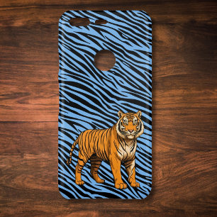 Tiger Pattern in Light Blue with Tiger Uncommon Google Pixel Case