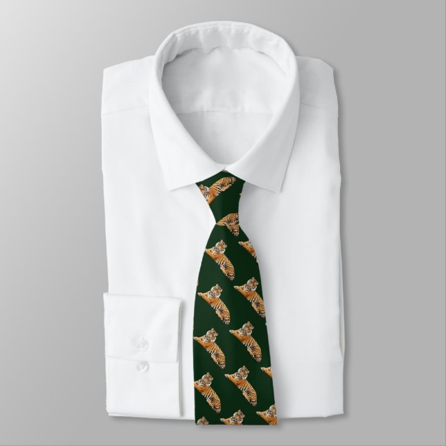 Tiger Pattern Neck Tie (Tied)