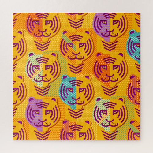 Tiger pattern on dark yellow background jigsaw puzzle