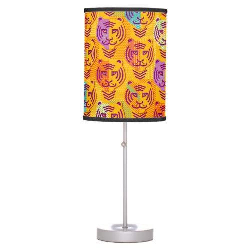 Tiger pattern on dark yellow background table lamp