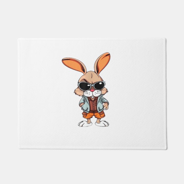 Tiger Pattern Rabbit Easter Bunny for Kids  Doormat (Front)