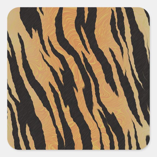 Tiger Pattern Square Sticker (Front)