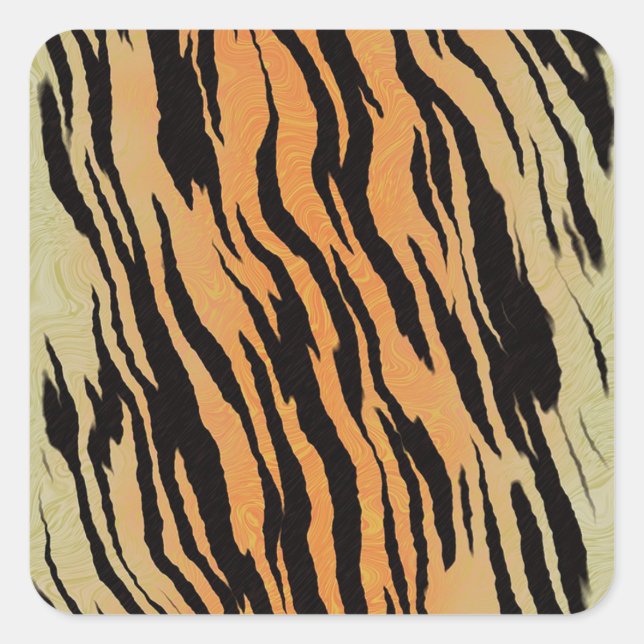 Tiger Pattern Square Sticker (Front)