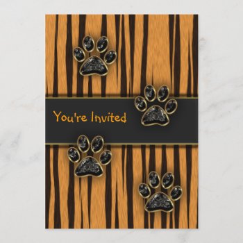Tiger Paw Child Birthday Party Invitation by decembermorning at Zazzle