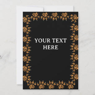 Tiger Paw Drawing Border Blank Custom Text Invitation
