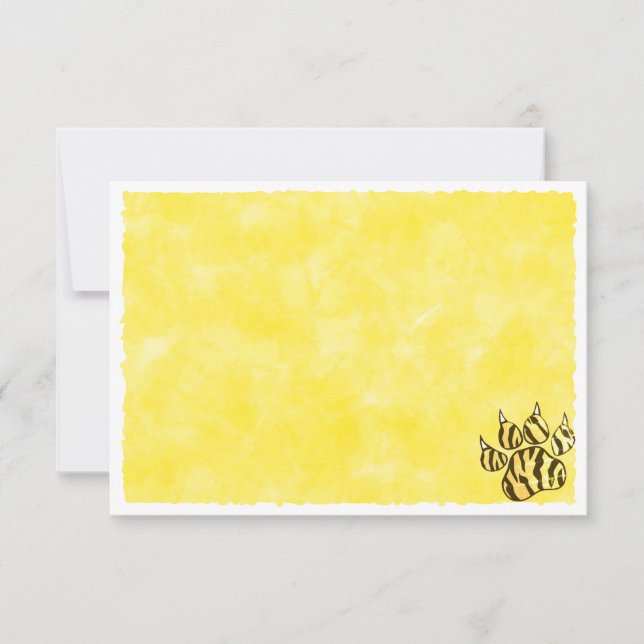 Tiger Paw Print Blank Watercolor Note Card (Front)