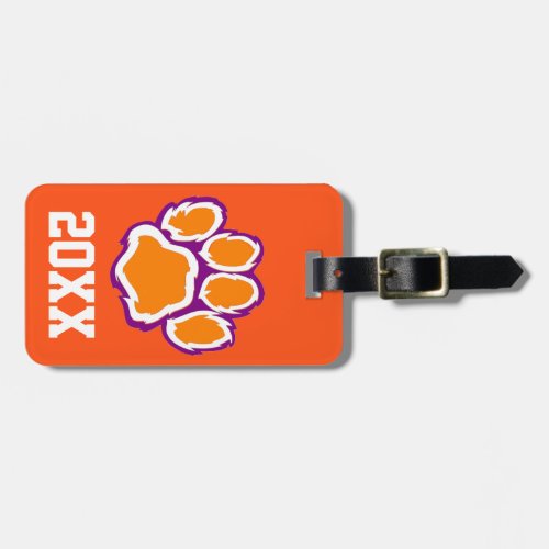 Tiger Paw Print Luggage Tag with Text on Back