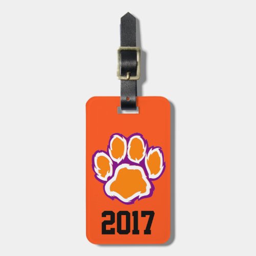 Tiger Paw Print Luggage Tag with Text on Back