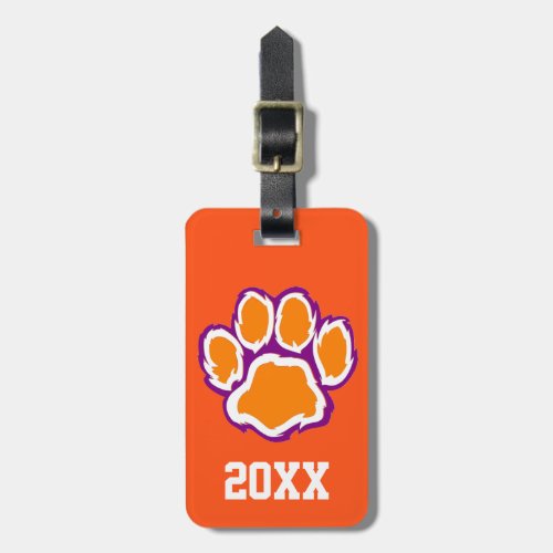 Tiger Paw Print Luggage Tag with Text on Back