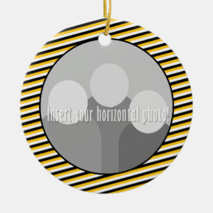 Tiger Paw Print Photo Frame with Stripes Ceramic Ornament
