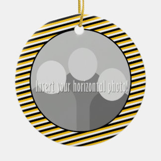 Tiger Paw Print Photo Frame with Stripes Ceramic Ornament