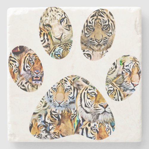 Tiger Paw Print Stone Coaster