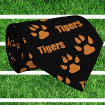 Tiger Paw Prints With Tiger Text Neck Tie<br><div class="desc">Tiger paw prints with Tiger text on a black background necktie.   This is also available with a white background.</div>