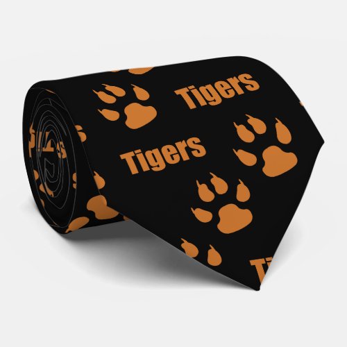 Tiger Paw Prints With Tiger Text Tie