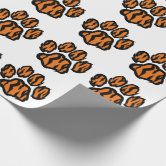 Black Dog/Cat/Animal Paw Prints on Orange Wrapping Paper | Zazzle