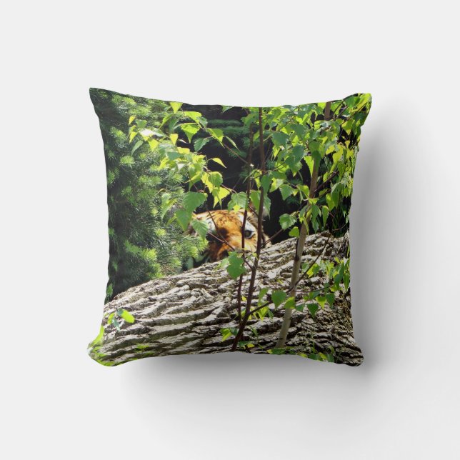 Tiger Peek-a-boo Throw Pillow (Front)