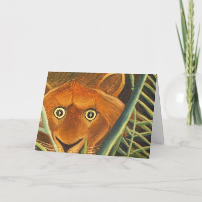 Tiger Peeking Out From Grass By Henri Rousseau Card (Front)