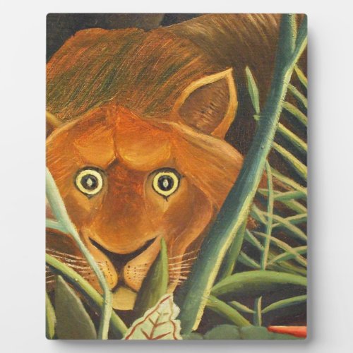 Tiger Peeking Out From Grass By Henri Rousseau Plaque