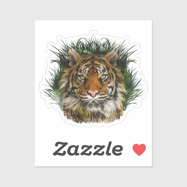 Tiger Peering Through Grass Sticker (Sheet)