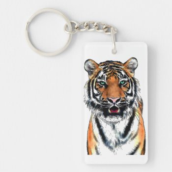 Tiger-pen-ink Keychain by rgkphoto at Zazzle