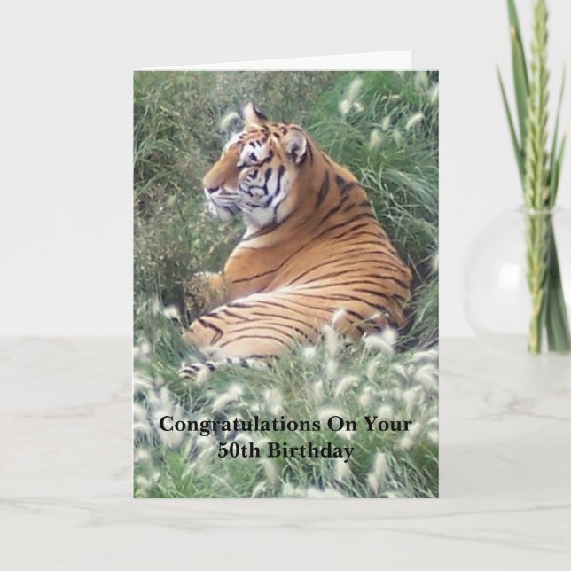 Tiger Personalized 50th Birthday Card (Front)