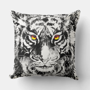 Tiger Pillow Tiger Drawing Black and white