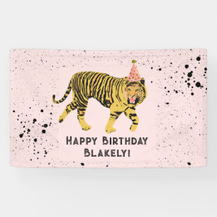 Tiger Pink Party Animal Birthday Banner