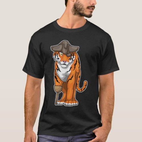 Tiger Pirate Wooden leg Eye patch T_Shirt