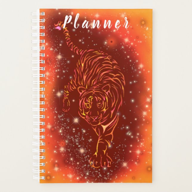 Tiger Planner Running At Galaxy Starry Night (Front)