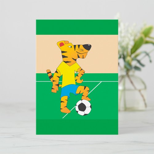 Tiger Playing Soccer Invitation