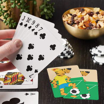 Tiger Playing Soccer Playing Cards by spudcreative at Zazzle