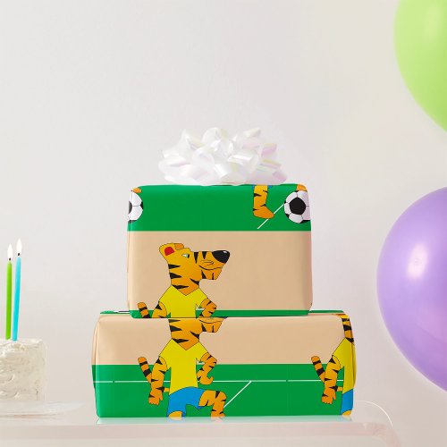 Tiger Playing Soccer Wrapping Paper