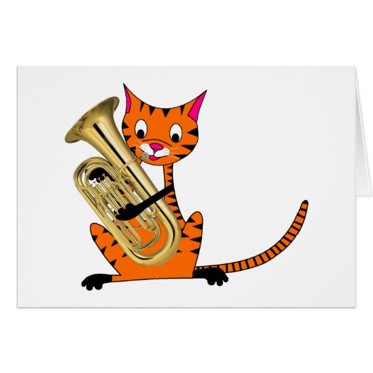 Tiger Playing the Euphonium Cards (Front Horizontal)