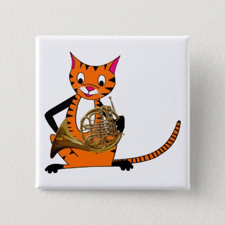 Tiger Playing The French Horn Pinback Button