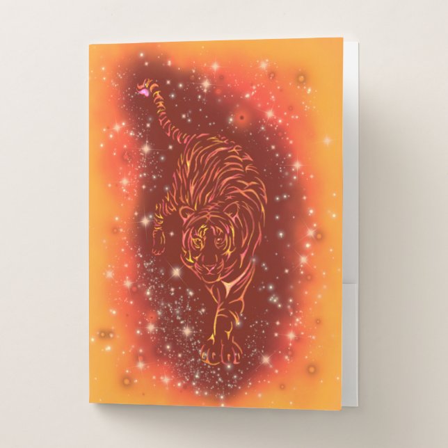 Tiger Pocket Folder Running At Starry Night (Front)