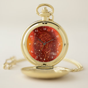 Tiger Pocket Watch Running In Galaxy Starry Night 