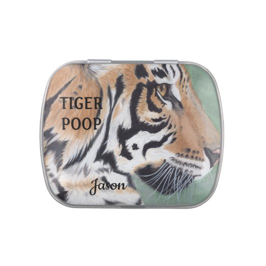 TIGER Poop Candy Funny Gag Gift, Kid's NAME Tin (Top)