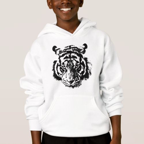 Tiger Pop Art Black  White Hoodie