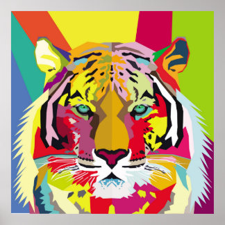 Tiger Pop Art Portraitart, pop, tiger, animal, fac Poster