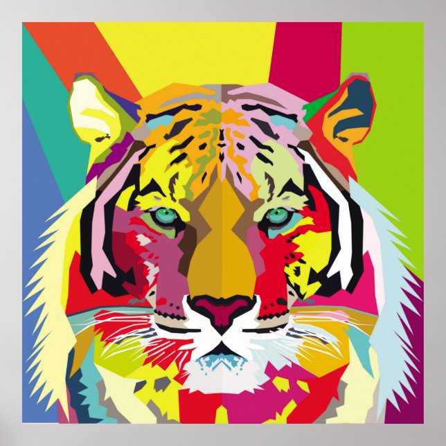 Tiger Pop Art Portraitart, pop, tiger, animal, fac Poster (Front)