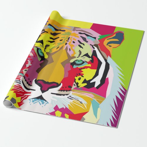 Tiger Pop Art Portraitart pop tiger animal fac Wrapping Paper