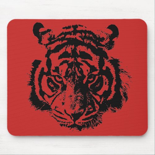 Tiger Pop Art Red Black Mouse Pad
