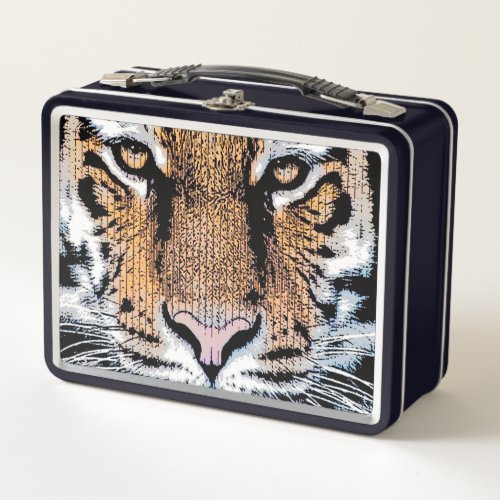 Tiger Portrait Graphic Style Metal Lunch Box